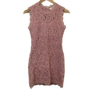 Sans Souci Lace Overlay Dress Sz S Pink Sleeveless Wedding Mini Cute Event Party